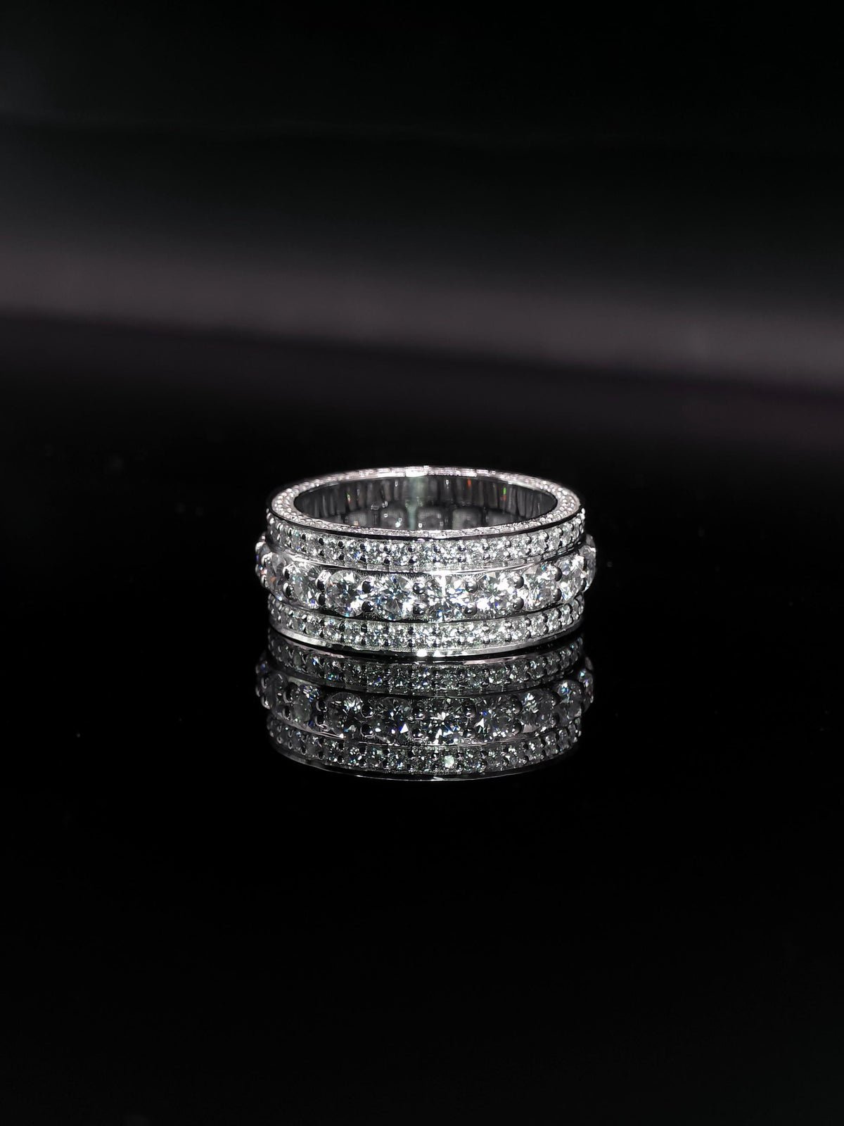 Iced Out Moissanite Eternity Ring – Sterling Silver Luxury Jewelry for Men, Iced Out Pinky Ring, Statement Rings For Him