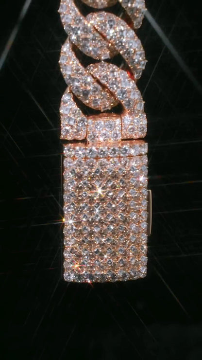 22mm Moissanite Cuban Link Chain | 925 Sterling Silver | D-Color VVS1 Moissanite Diamonds | Iced Out Hip Hop Necklace | 18–30 Inch