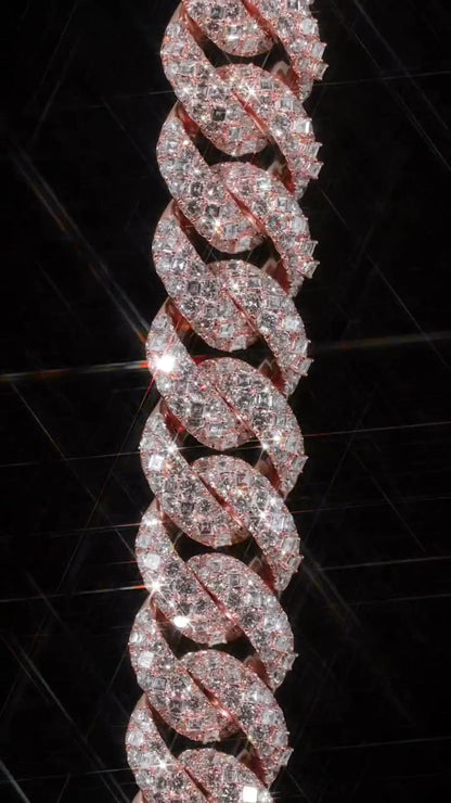 22mm Moissanite Cuban Link Chain | 925 Sterling Silver | D-Color VVS1 Moissanite Diamonds | Iced Out Hip Hop Necklace | 18–30 Inch