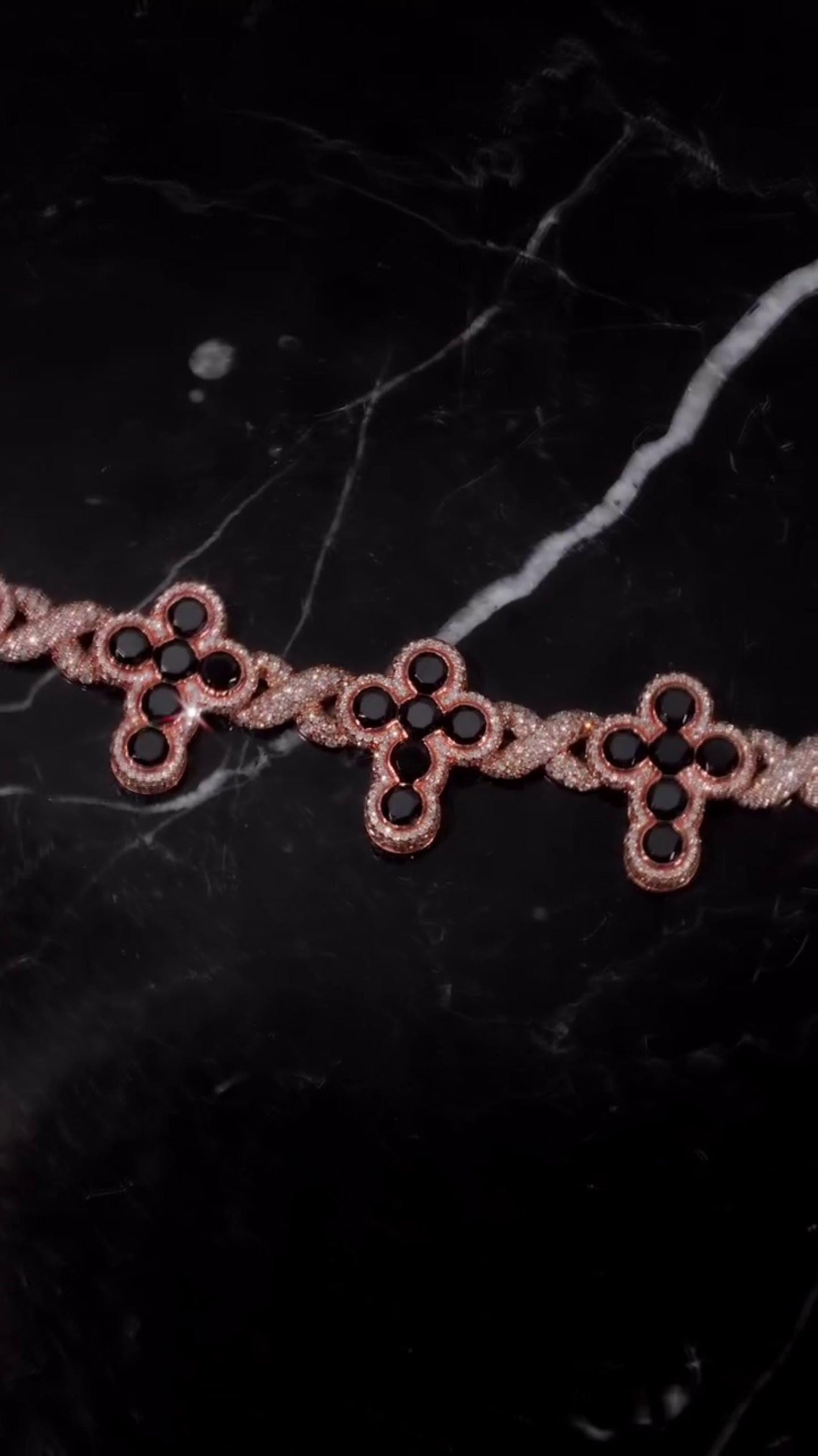 Black Cross Link Moissanite Bracelet | VVS Moissanite Iced Out Chain | 925 Silver / 10K Gold Hip Hop Jewelry | Pass Diamond Tester
