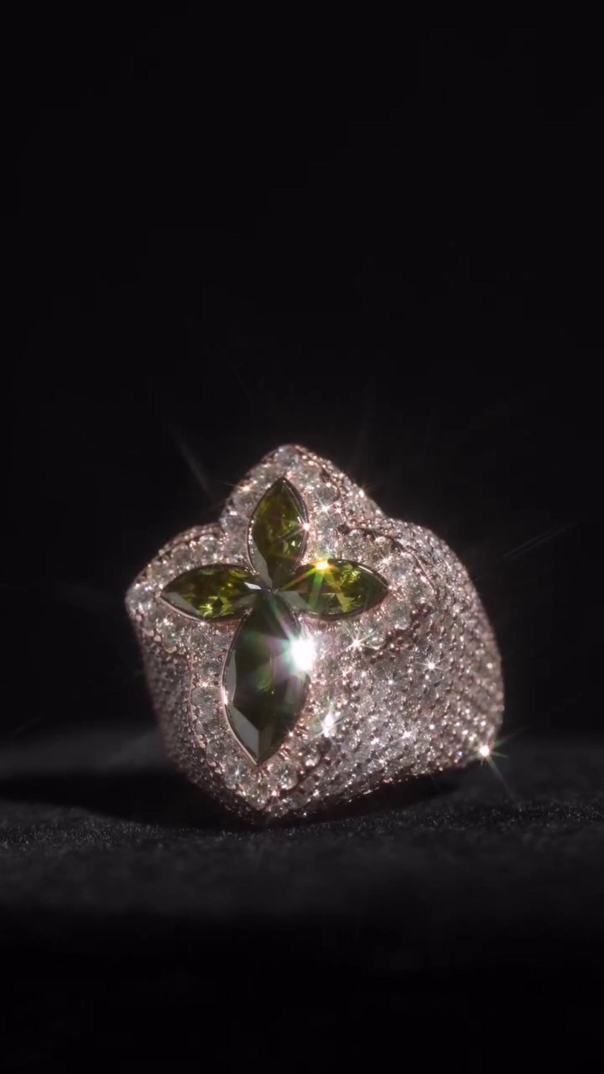 Large Marquise Cross Ring | Marquise Gemstones | VVS Moissanite Diamonds | Fully Customized Mens Hip Hop Ring | 925 Sterling Silver