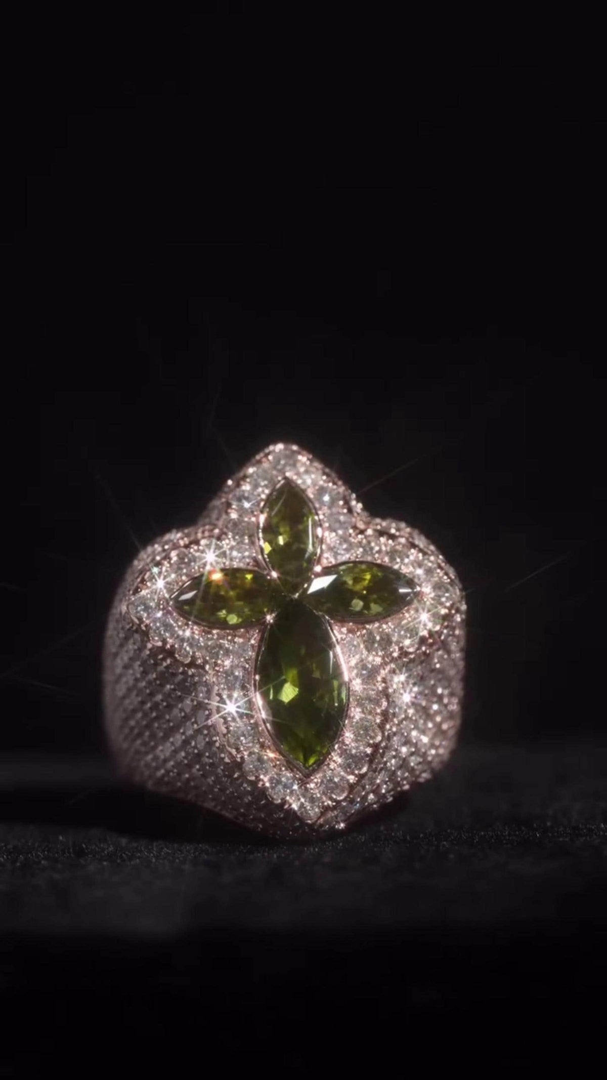 Large Marquise Cross Ring | Marquise Gemstones | VVS Moissanite Diamonds | Fully Customized Mens Hip Hop Ring | 925 Sterling Silver
