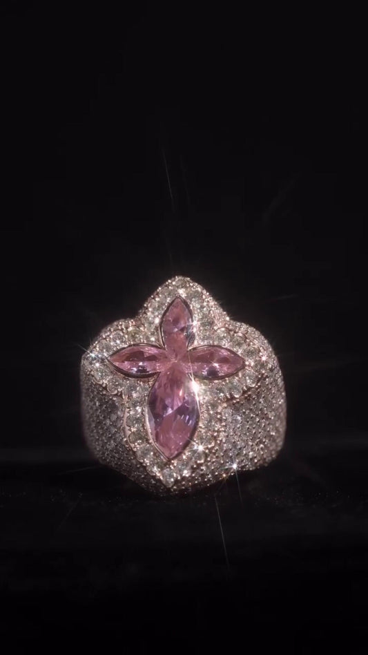 Large Marquise Cross Ring | Marquise Gemstones | VVS Moissanite Diamonds | Fully Customized Mens Hip Hop Ring | 925 Sterling Silver