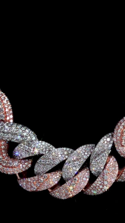 28mm Two-Tone Moissanite Cuban Link Chain | VVS D-Color Moissanite | Pass Diamond Tester | Iced Out Hip Hop Necklace for Men