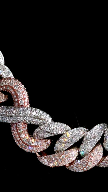 28mm Two-Tone Moissanite Cuban Link Chain | VVS D-Color Moissanite | Pass Diamond Tester | Iced Out Hip Hop Necklace for Men