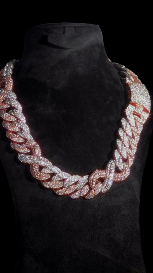 28mm Two-Tone Moissanite Cuban Link Chain | VVS D-Color Moissanite | Pass Diamond Tester | Iced Out Hip Hop Necklace for Men