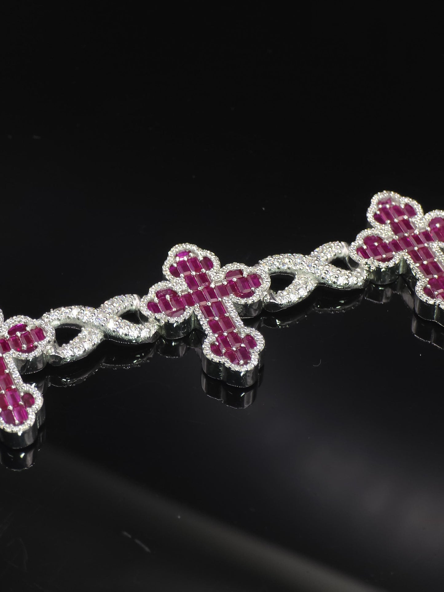 Ruby Cross Link Bracelet | VVS Moissanite Halo | 925 Silver or 10K Gold | Custom Hip Hop Jewelry | Luxury Gift | TwoYoungz Exclusive