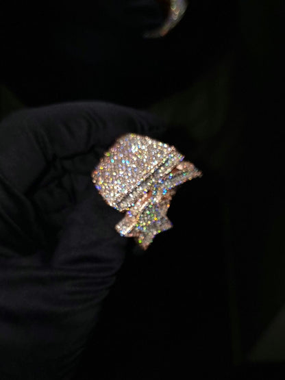 K letter Hip Hop Ring for Men, D color VVS Moissanite, Championship Ring, Iced Out Custom Ring, Hip Hop Ring, Pass Diamond Test