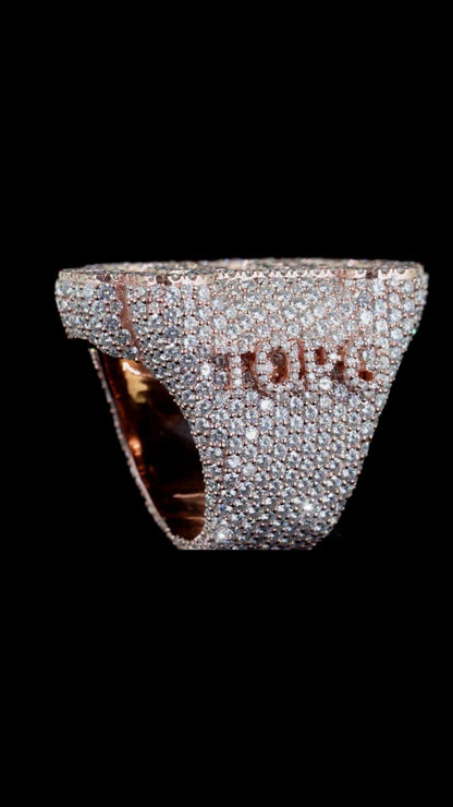Fully Iced Out Bitcoin B Ring | Baguette & Round Moissanite | 925 Sterling Silver | Hip Hop Statement Ring | Custom Jewelry | Men’s Bling