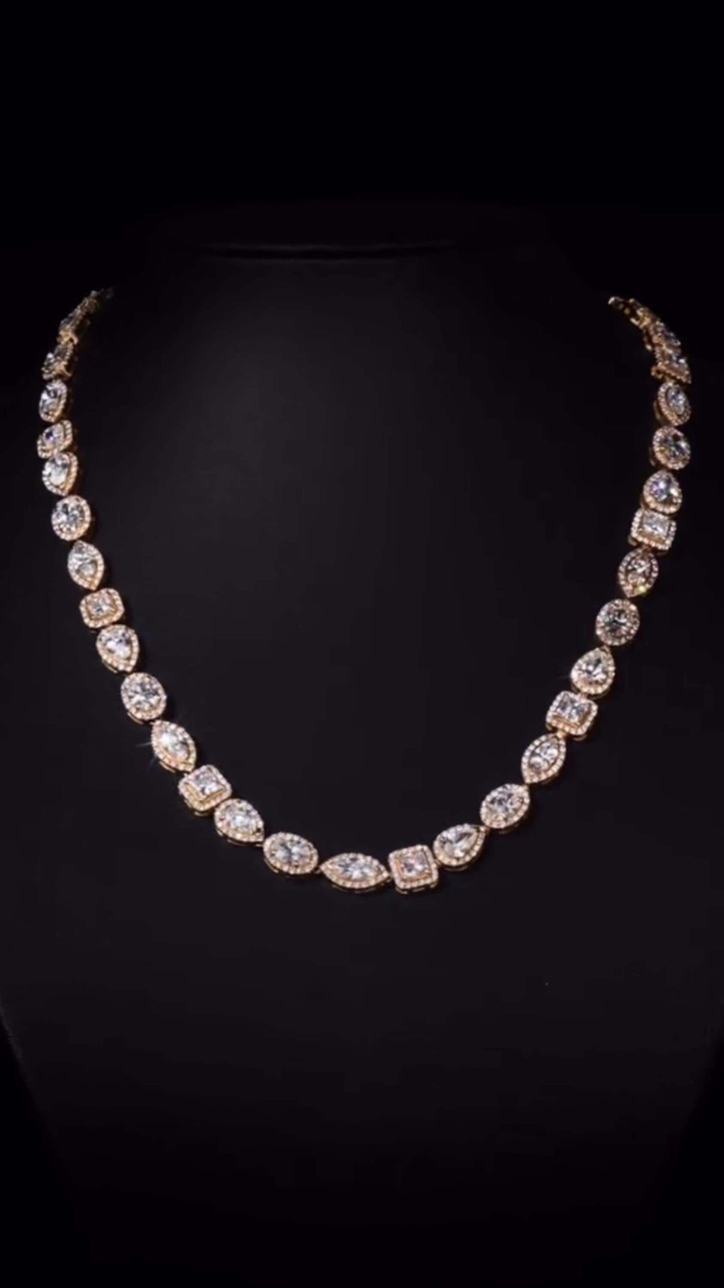 Luxury Charm Necklace | 38ct VVS D-Color Moissanite | Pear, Oval, Marquise & Princess Cuts | 925 Sterling Silver