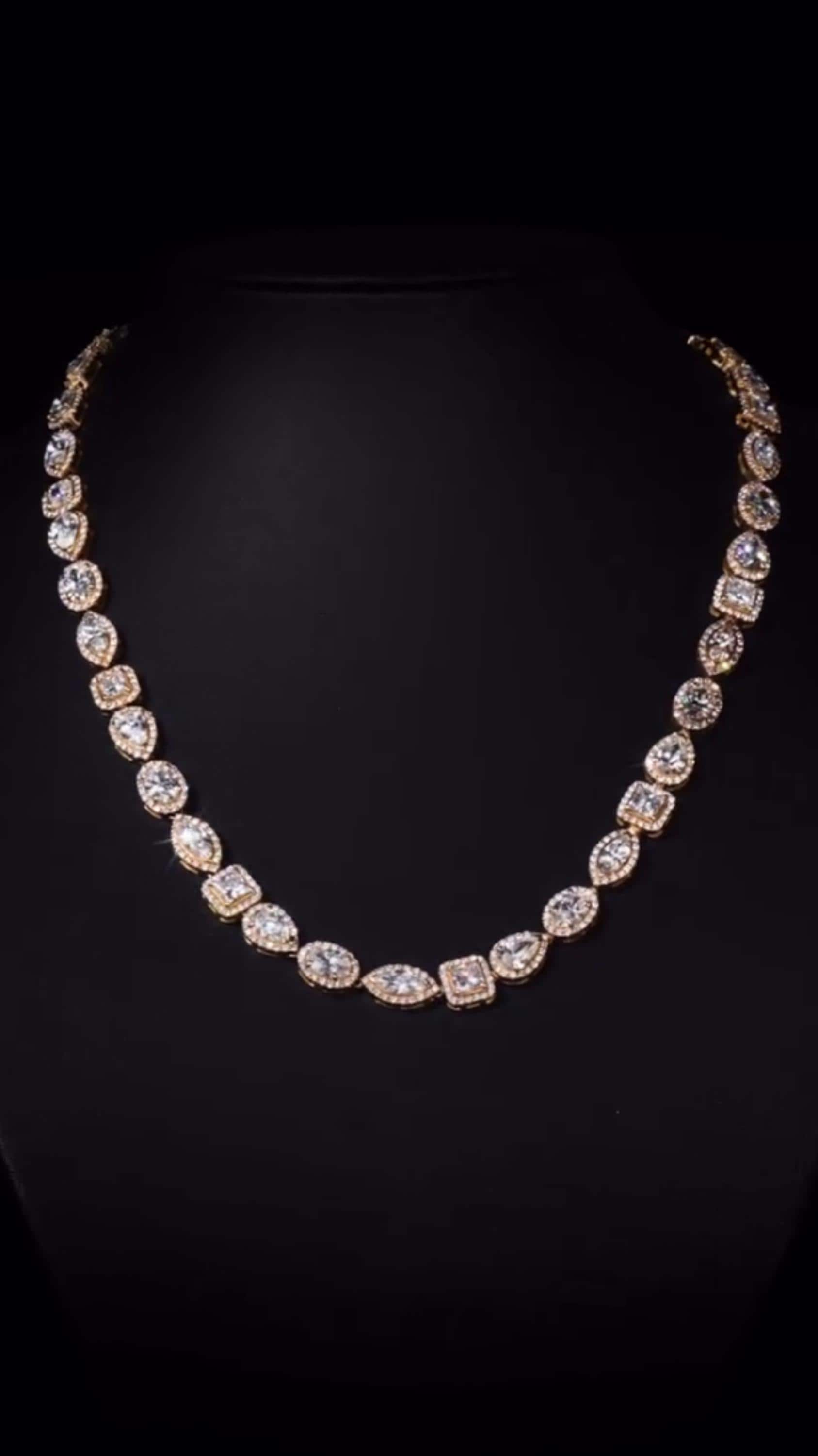 Luxury Charm Necklace | 38ct VVS D-Color Moissanite | Pear, Oval, Marquise & Princess Cuts | 925 Sterling Silver