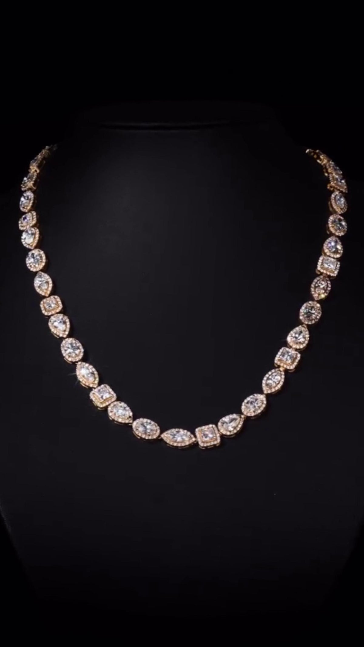 Luxury Charm Necklace | 38ct VVS D-Color Moissanite | Pear, Oval, Marquise & Princess Cuts | 925 Sterling Silver