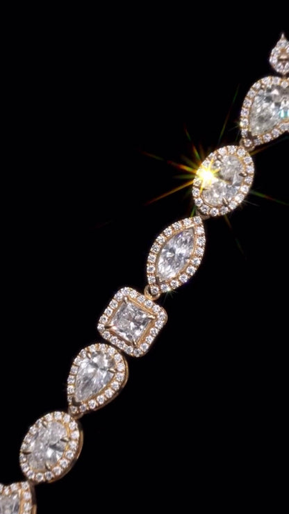Luxury Charm Necklace | 38ct VVS D-Color Moissanite | Pear, Oval, Marquise & Princess Cuts | 925 Sterling Silver