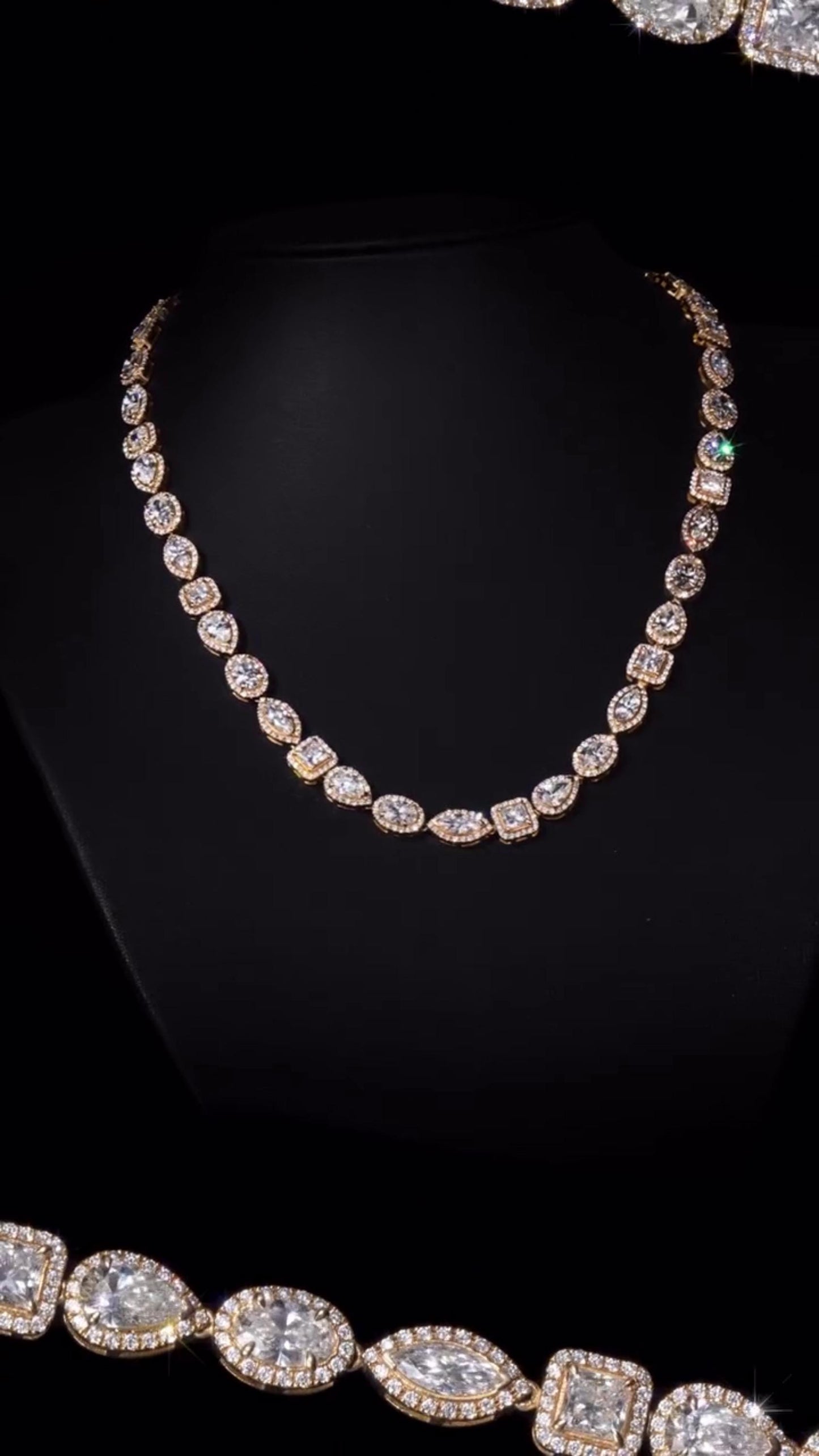 Luxury Charm Necklace | 38ct VVS D-Color Moissanite | Pear, Oval, Marquise & Princess Cuts | 925 Sterling Silver