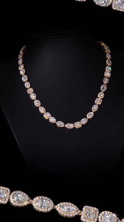 Luxury Charm Necklace | 38ct VVS D-Color Moissanite | Pear, Oval, Marquise & Princess Cuts | 925 Sterling Silver