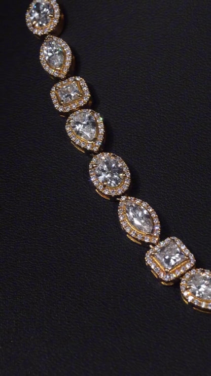 Luxury Charm Necklace | 38ct VVS D-Color Moissanite | Pear, Oval, Marquise & Princess Cuts | 925 Sterling Silver