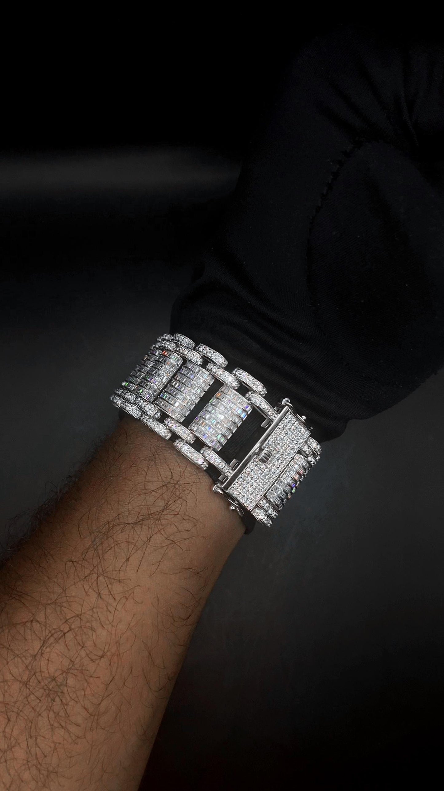 26mm VVS Moissanite Bracelet in Solid 10K Gold | Heavy Custom Link | 925 Silver Option | White, Yellow, Rose Tone | 7-9 Inch