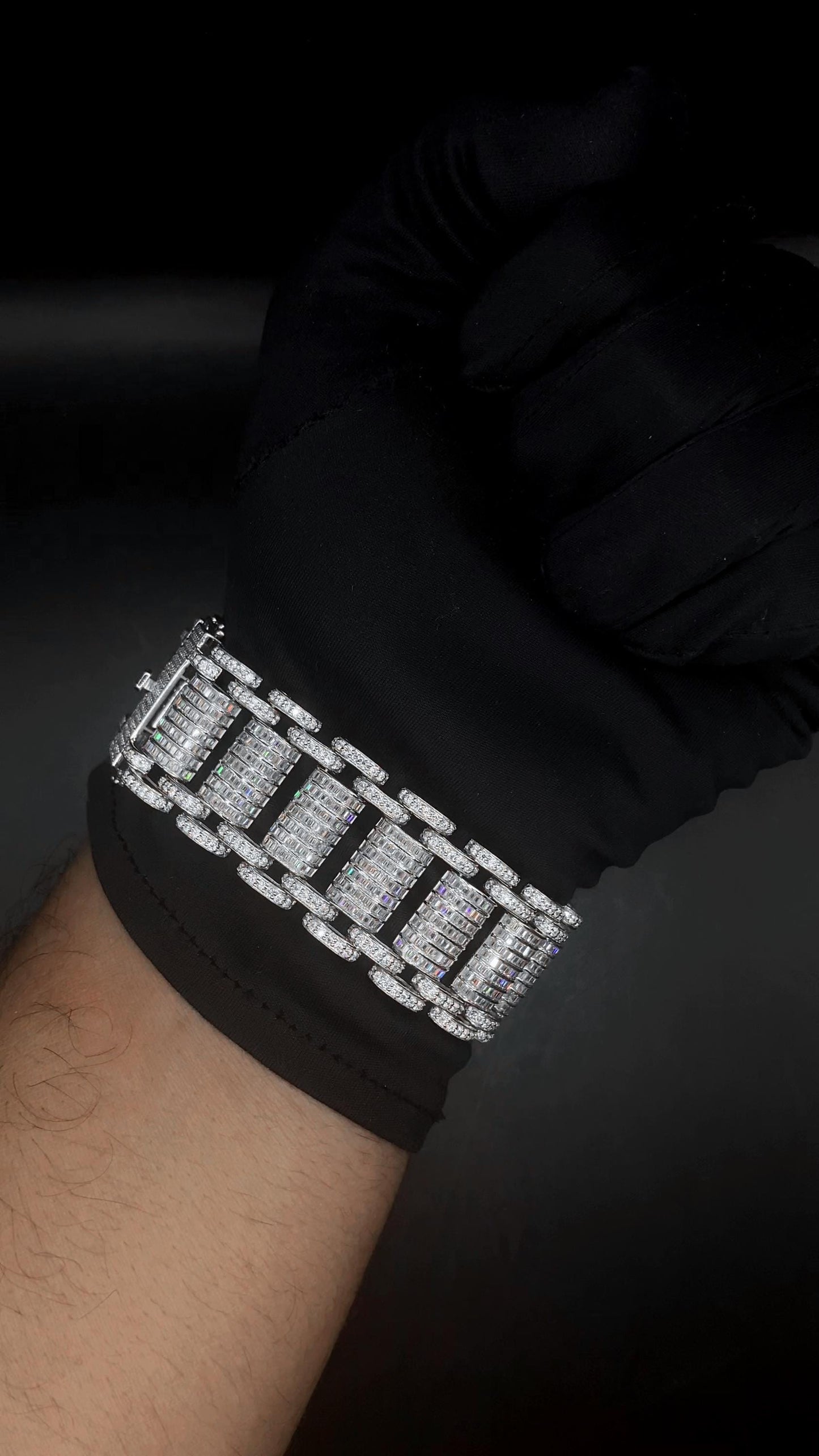 26mm VVS Moissanite Bracelet in Solid 10K Gold | Heavy Custom Link | 925 Silver Option | White, Yellow, Rose Tone | 7-9 Inch