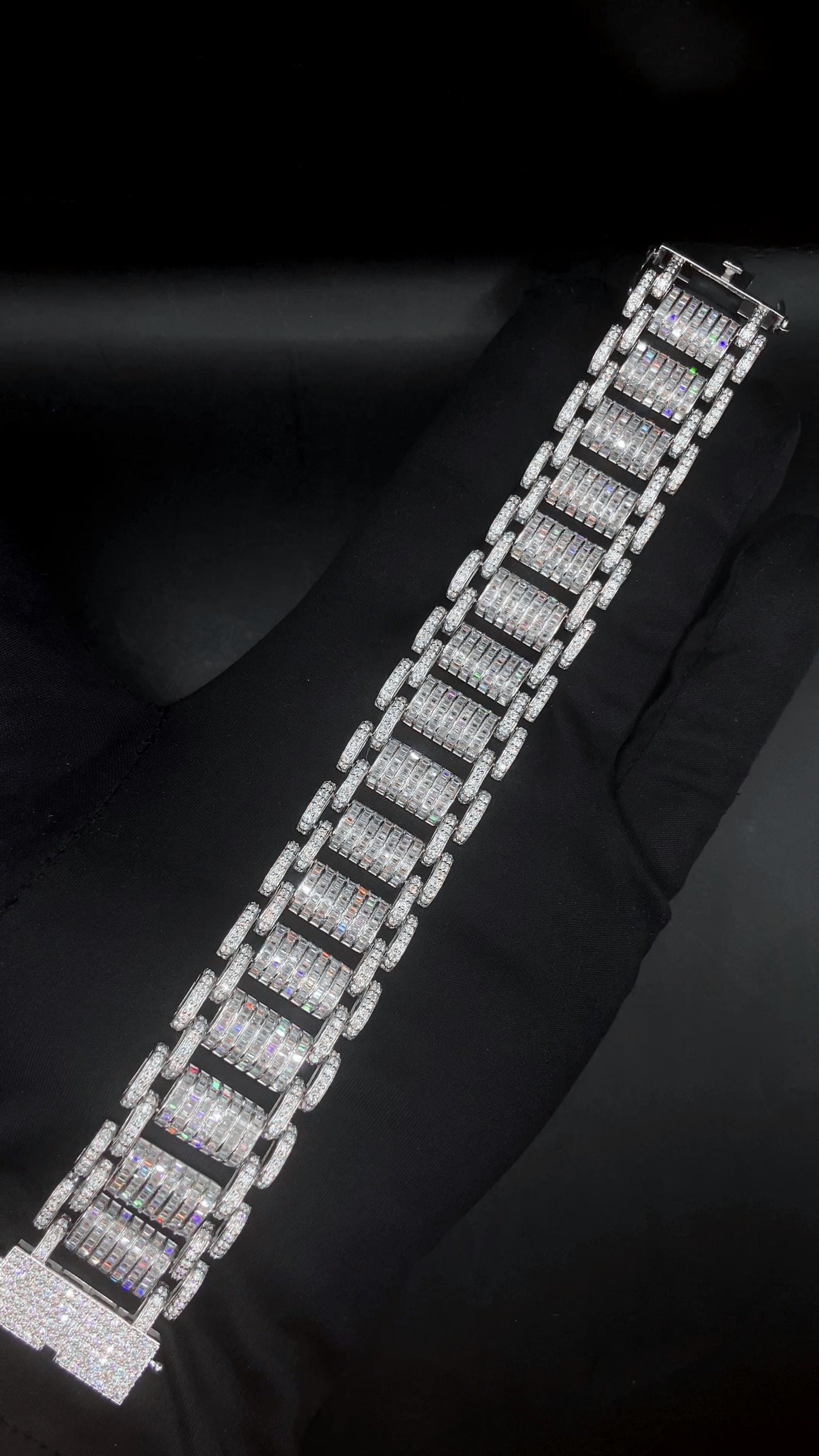 26mm VVS Moissanite Bracelet in Solid 10K Gold | Heavy Custom Link | 925 Silver Option | White, Yellow, Rose Tone | 7-9 Inch