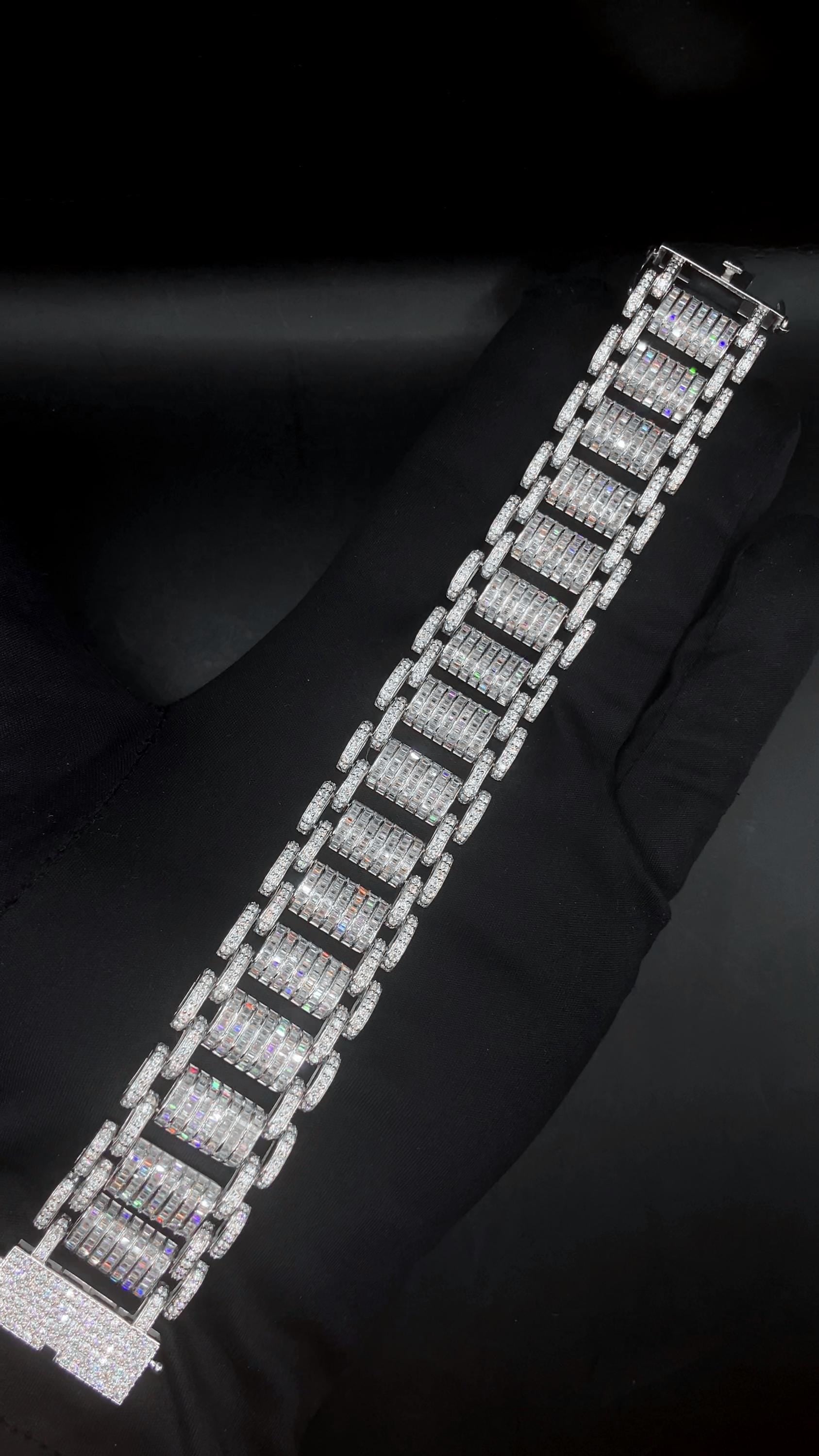 26mm VVS Moissanite Bracelet in Solid 10K Gold | Heavy Custom Link | 925 Silver Option | White, Yellow, Rose Tone | 7-9 Inch