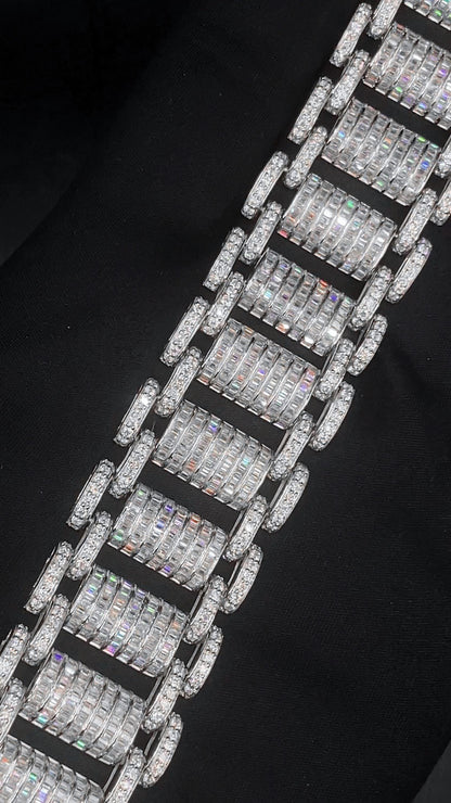 26mm VVS Moissanite Bracelet in Solid 10K Gold | Heavy Custom Link | 925 Silver Option | White, Yellow, Rose Tone | 7-9 Inch