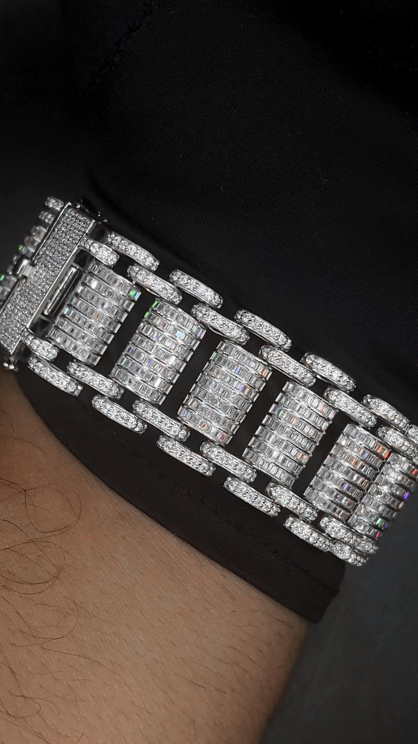 26mm VVS Moissanite Bracelet in Solid 10K Gold | Heavy Custom Link | 925 Silver Option | White, Yellow, Rose Tone | 7-9 Inch