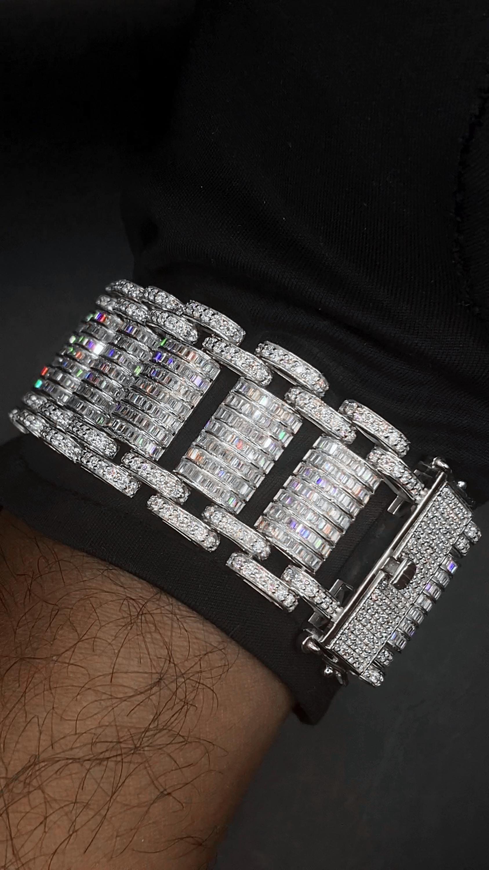 26mm VVS Moissanite Bracelet in Solid 10K Gold | Heavy Custom Link | 925 Silver Option | White, Yellow, Rose Tone | 7-9 Inch