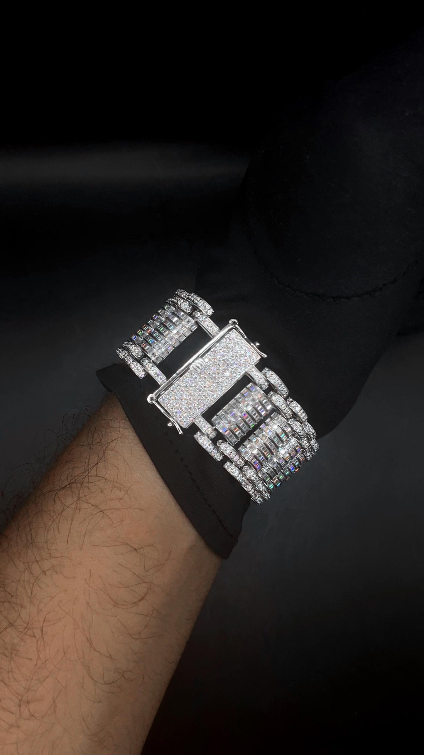 26mm VVS Moissanite Bracelet in Solid 10K Gold | Heavy Custom Link | 925 Silver Option | White, Yellow, Rose Tone | 7-9 Inch