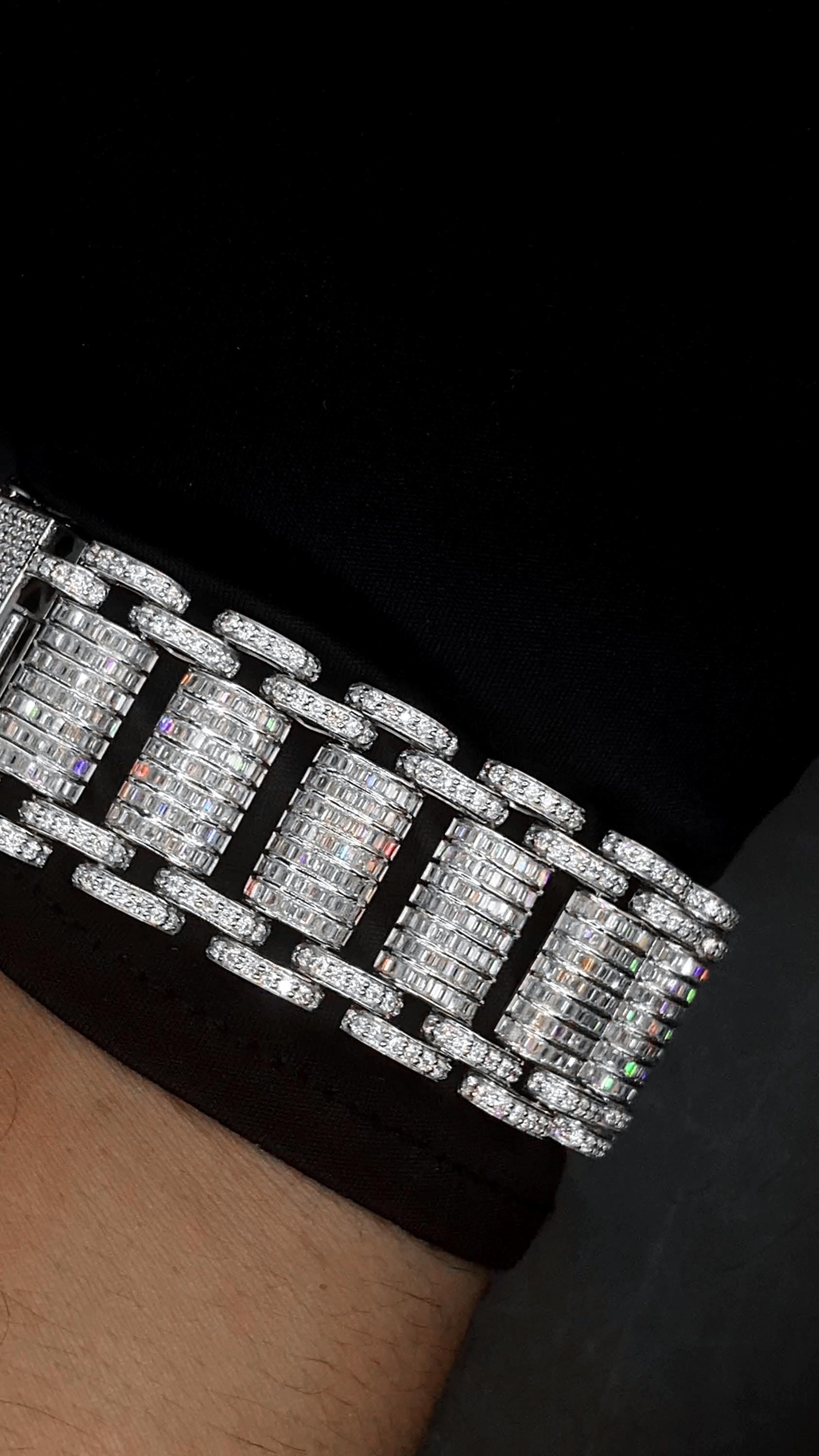 26mm VVS Moissanite Bracelet in Solid 10K Gold | Heavy Custom Link | 925 Silver Option | White, Yellow, Rose Tone | 7-9 Inch