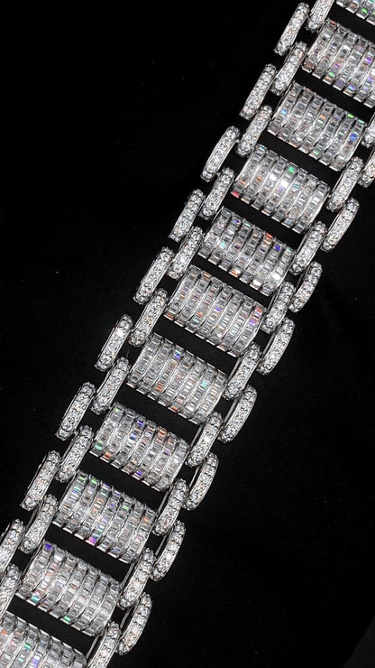 26mm VVS Moissanite Bracelet in Solid 10K Gold | Heavy Custom Link | 925 Silver Option | White, Yellow, Rose Tone | 7-9 Inch