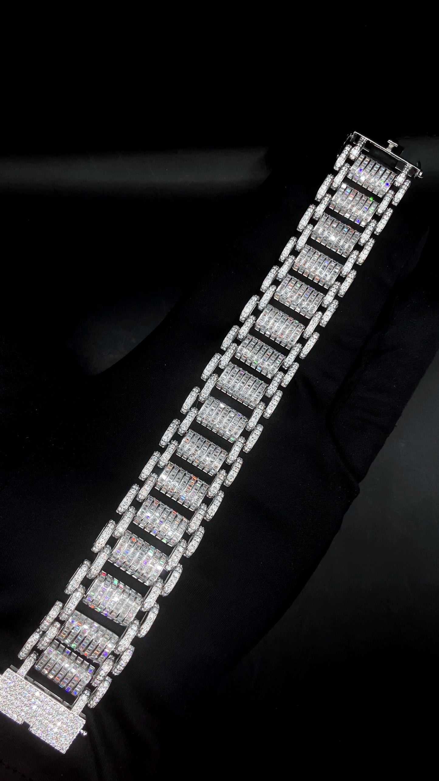 26mm VVS Moissanite Bracelet in Solid 10K Gold | Heavy Custom Link | 925 Silver Option | White, Yellow, Rose Tone | 7-9 Inch