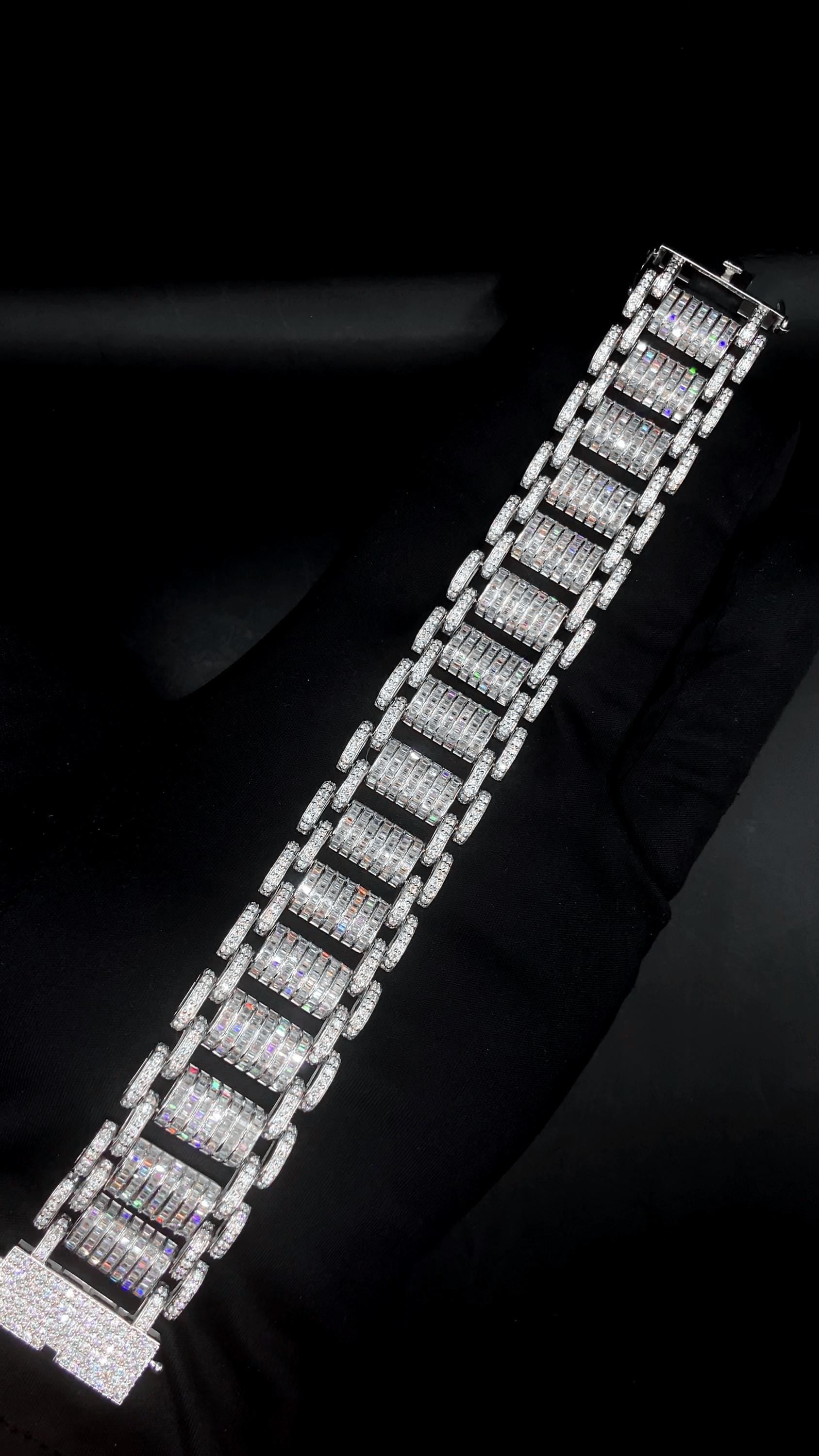 26mm VVS Moissanite Bracelet in Solid 10K Gold | Heavy Custom Link | 925 Silver Option | White, Yellow, Rose Tone | 7-9 Inch
