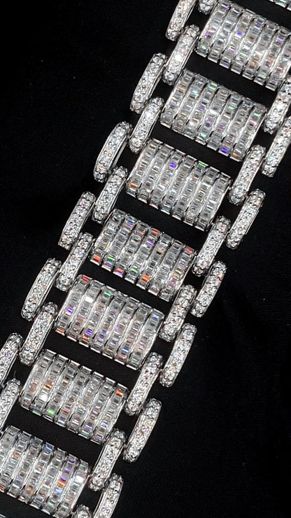 26mm VVS Moissanite Bracelet in Solid 10K Gold | Heavy Custom Link | 925 Silver Option | White, Yellow, Rose Tone | 7-9 Inch