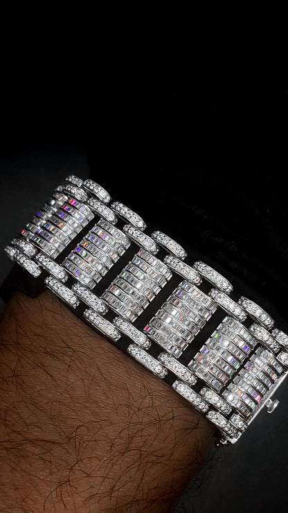 26mm VVS Moissanite Bracelet in Solid 10K Gold | Heavy Custom Link | 925 Silver Option | White, Yellow, Rose Tone | 7-9 Inch