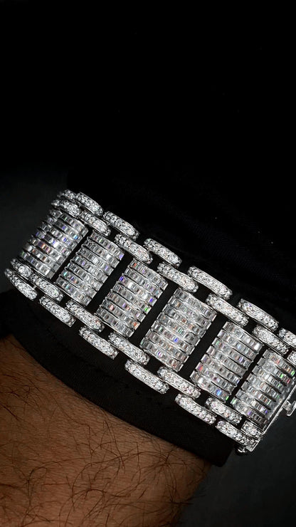 26mm VVS Moissanite Bracelet in Solid 10K Gold | Heavy Custom Link | 925 Silver Option | White, Yellow, Rose Tone | 7-9 Inch