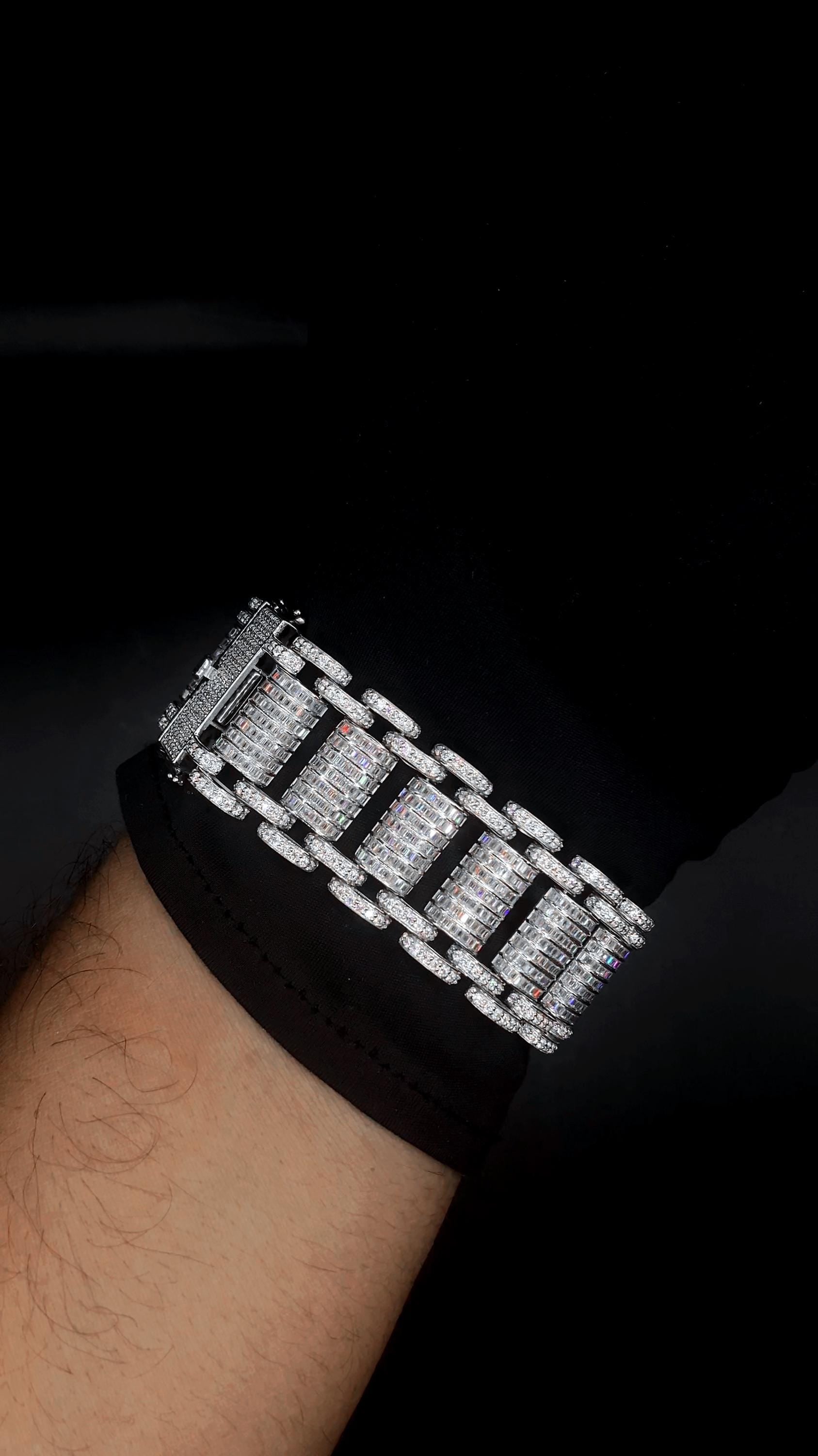 26mm VVS Moissanite Bracelet in Solid 10K Gold | Heavy Custom Link | 925 Silver Option | White, Yellow, Rose Tone | 7-9 Inch