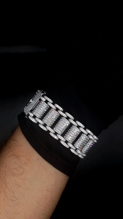 26mm VVS Moissanite Bracelet in Solid 10K Gold | Heavy Custom Link | 925 Silver Option | White, Yellow, Rose Tone | 7-9 Inch