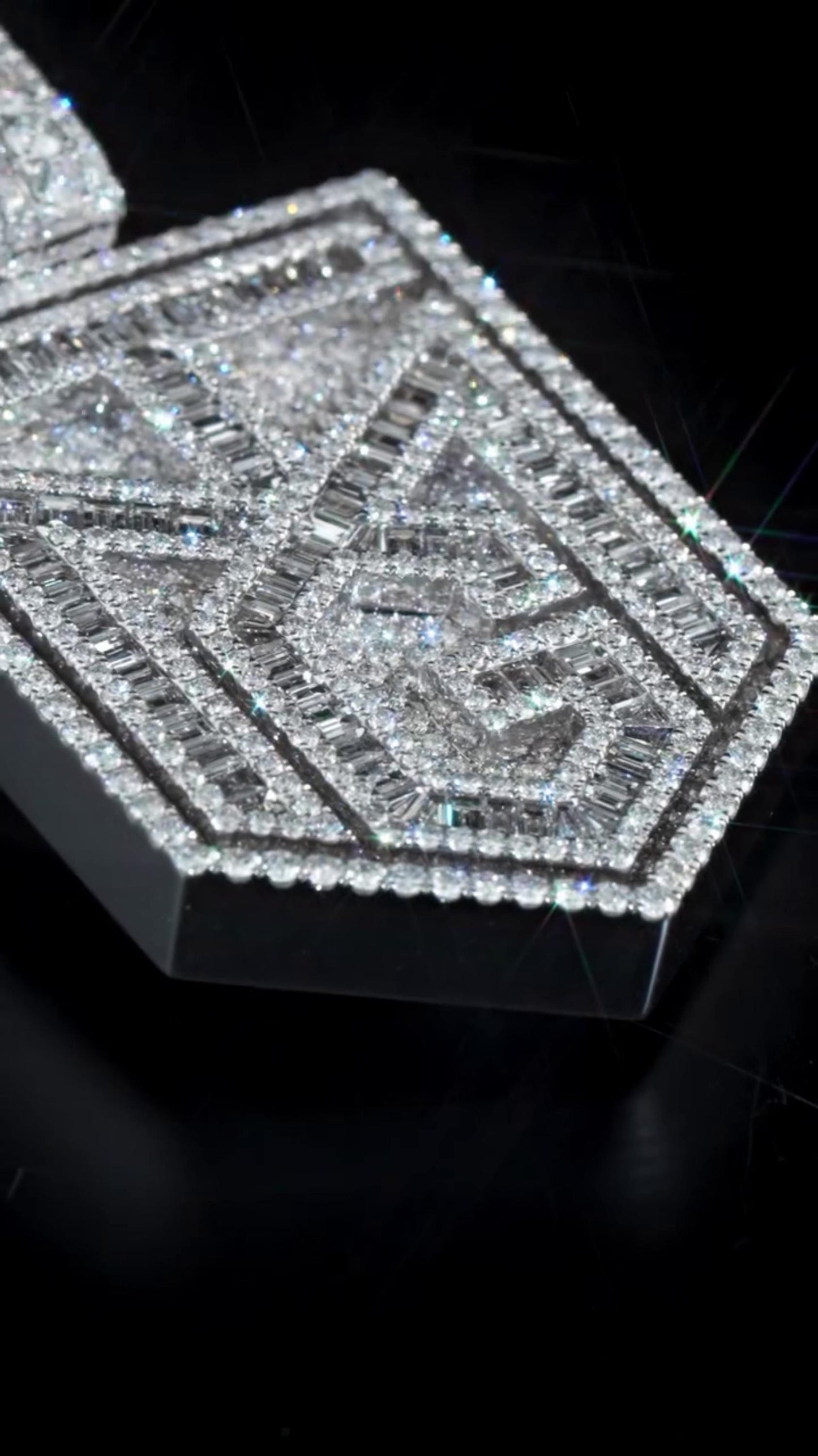 Custom Iced Out Lab Diamond Pendant – 2.5" Hip Hop Bling Jewelry | 925 Sterling Silver | Baguette & Round | Passes Diamond Tester