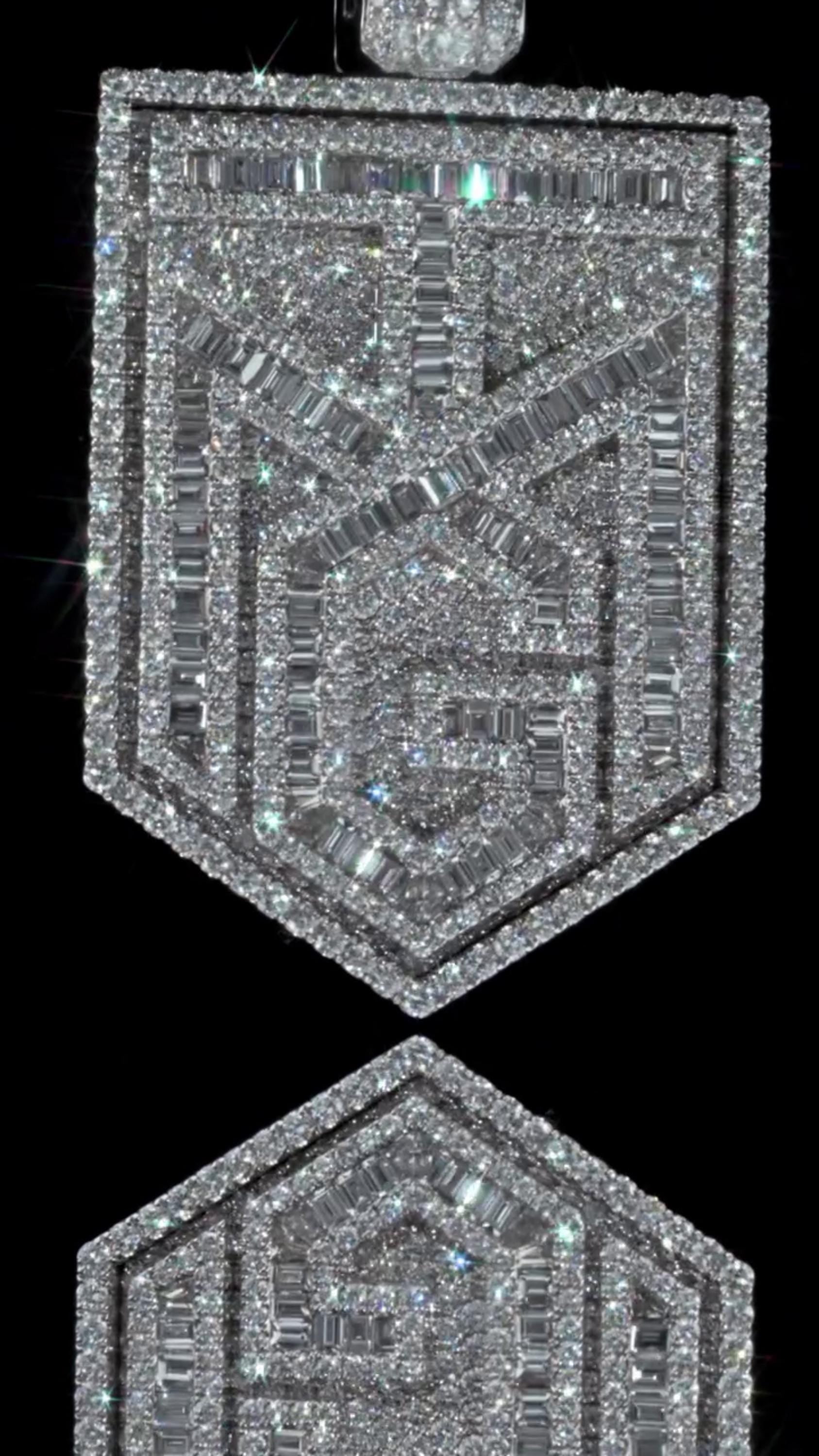 Custom Iced Out Lab Diamond Pendant – 2.5" Hip Hop Bling Jewelry | 925 Sterling Silver | Baguette & Round | Passes Diamond Tester