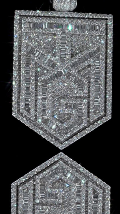 Custom Iced Out Lab Diamond Pendant – 2.5" Hip Hop Bling Jewelry | 925 Sterling Silver | Baguette & Round | Passes Diamond Tester
