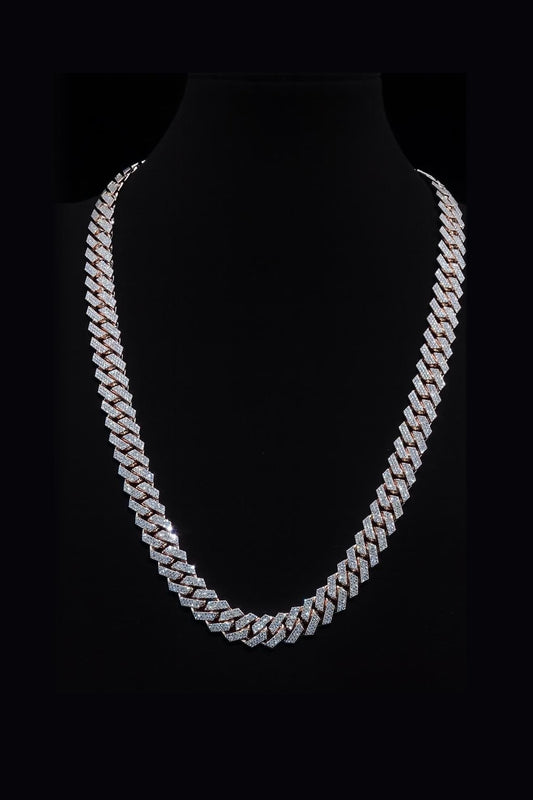 12mm VVS Moissanite Cuban Link Chain, 925 Sterling Silver, Pass Diamond Tester, Moissanite Necklace for Men/Women