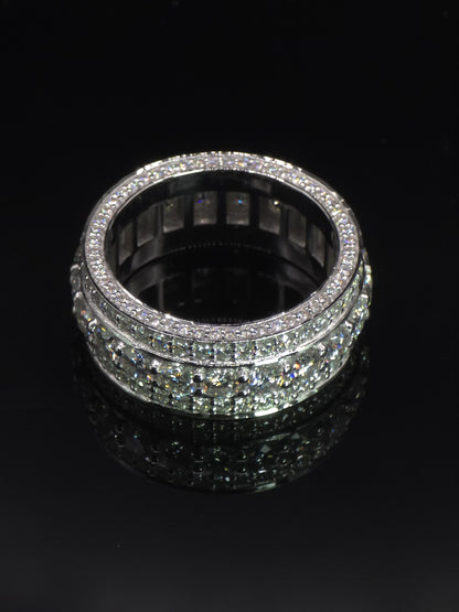 Iced Out Moissanite Eternity Ring – Sterling Silver Luxury Jewelry for Men, Iced Out Pinky Ring, Statement Rings For Him