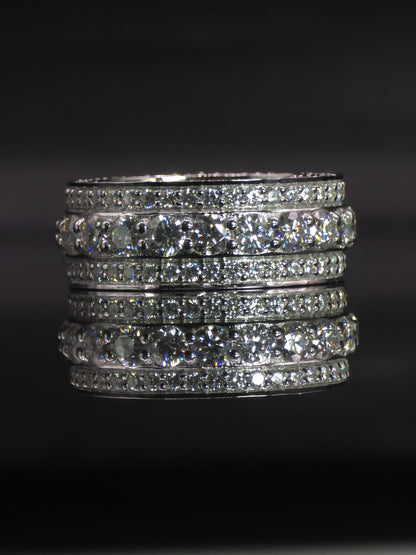Iced Out Moissanite Eternity Ring – Sterling Silver Luxury Jewelry for Men, Iced Out Pinky Ring, Statement Rings For Him