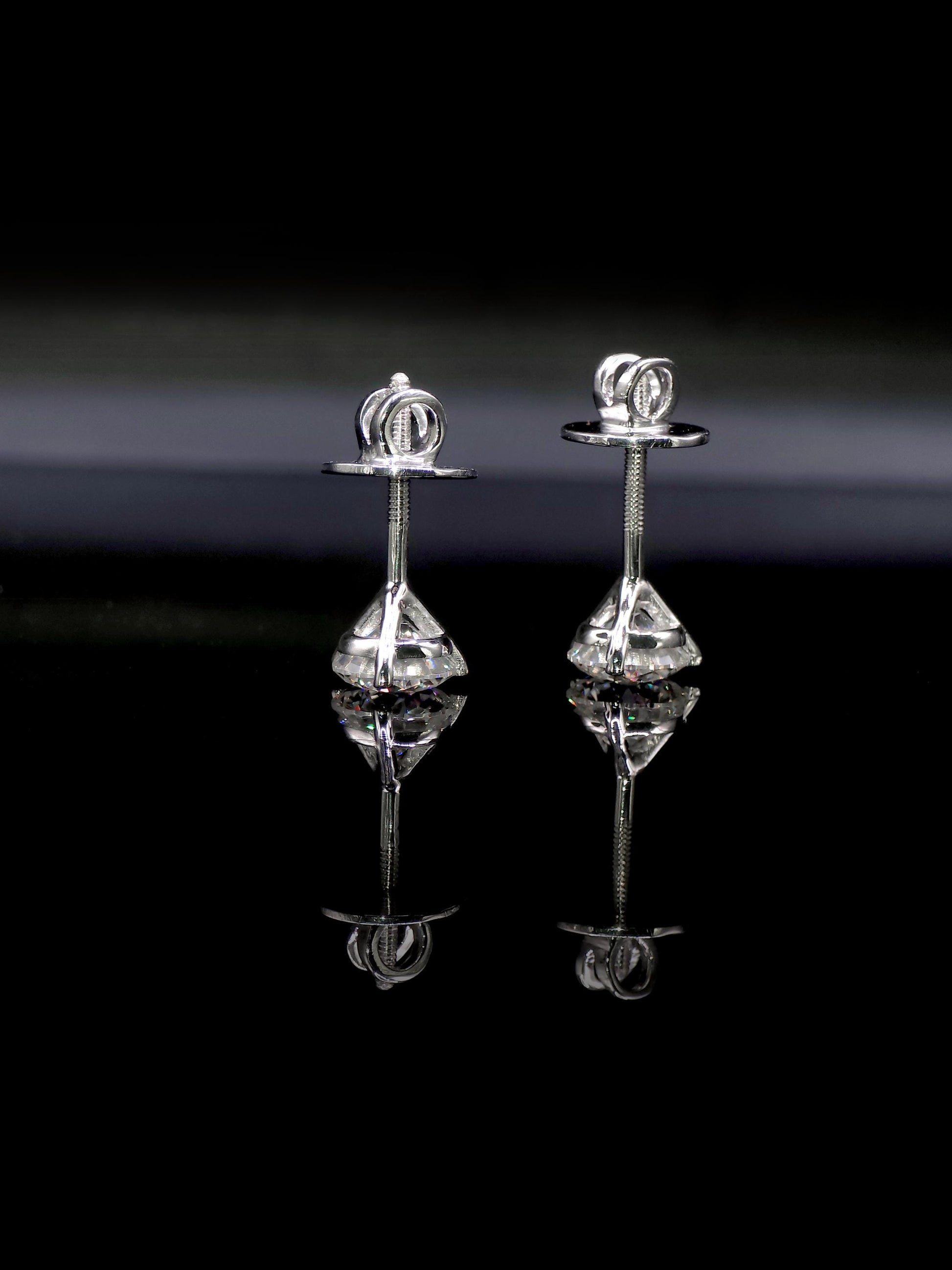 8mm Moissanite Stud Earrings, D Color VVS1 Round Cut, 4 Carat Total Weight, 925 Sterling Silver/Solid 10K Gold, Three Prong Martini Setting