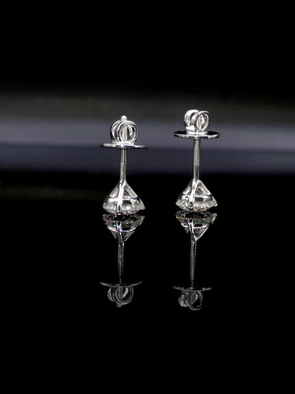 8mm Moissanite Stud Earrings, D Color VVS1 Round Cut, 4 Carat Total Weight, 925 Sterling Silver/Solid 10K Gold, Three Prong Martini Setting