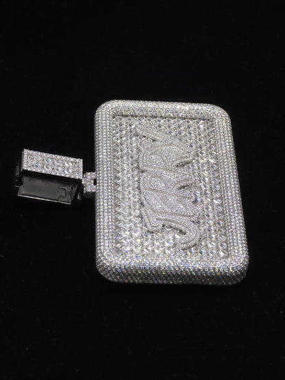 Custom VVS1 Moissanite Pendant | Zig Zag Set Emerald cut Moissanite Diamonds | Rhodium Plated 925 Sterling Silver | Diamond Tester Approved