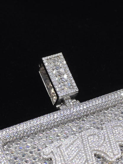 Custom VVS1 Moissanite Pendant | Zig Zag Set Emerald cut Moissanite Diamonds | Rhodium Plated 925 Sterling Silver | Diamond Tester Approved
