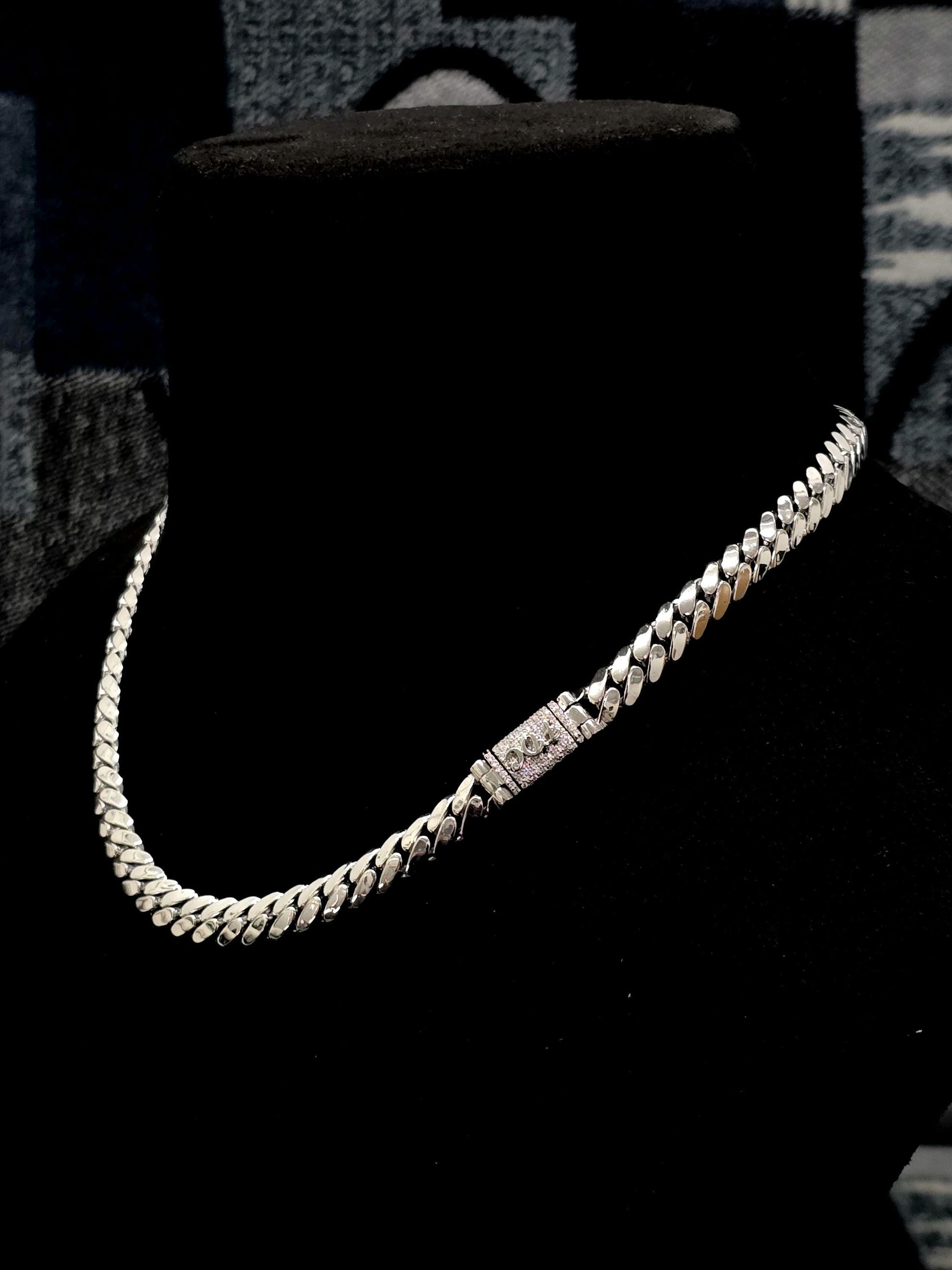 8mm Miami Cuban Link Chain | VVS Moissanite Iced Lock Box | Custom Name Necklace | 925 Sterling Silver | Yellow/Rose/White