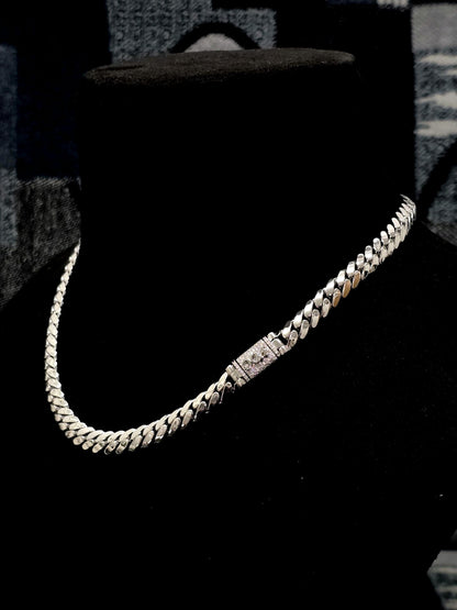 8mm Miami Cuban Link Chain | VVS Moissanite Iced Lock Box | Custom Name Necklace | 925 Sterling Silver | Yellow/Rose/White
