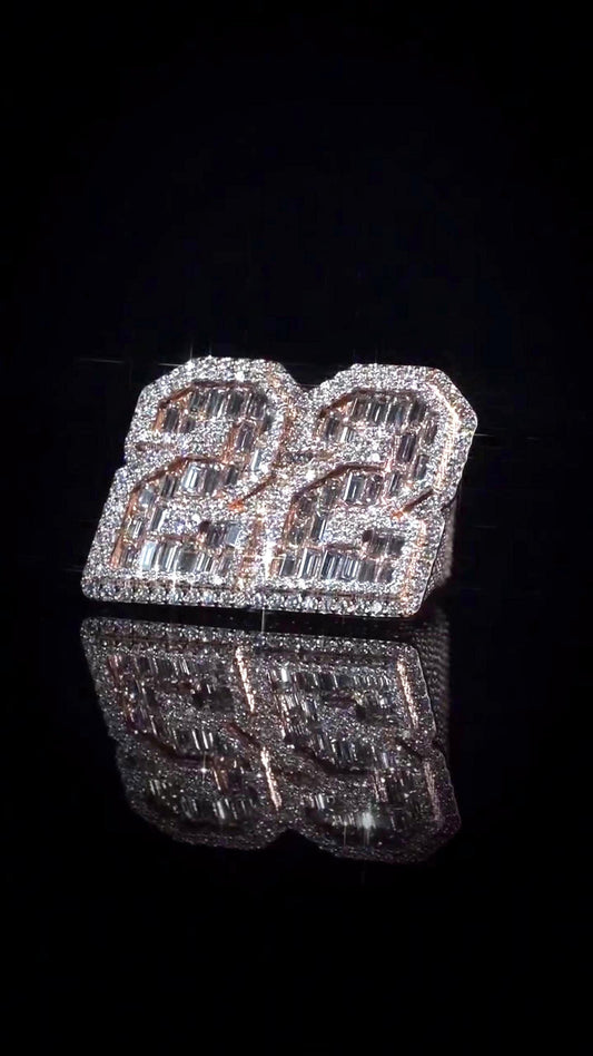 Custom Iced Out Championship Ring, 925 Sterling Silver & VVS Moissanite, Number Ring, Personalized Hip Hop Bling Ring, Men's Statement Ring